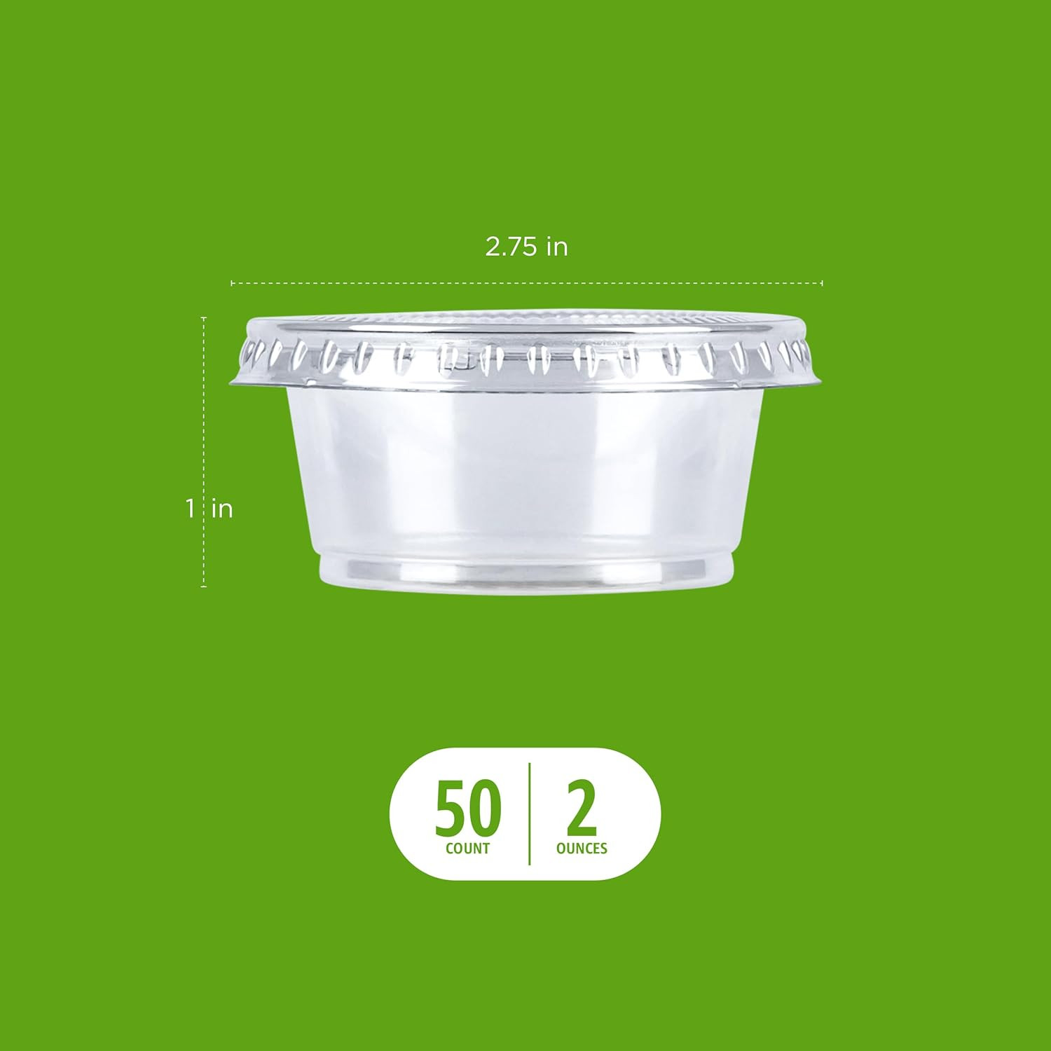 Disposable Plastic To-Go Cups and Lids, Mini, 2oz, 50 Count