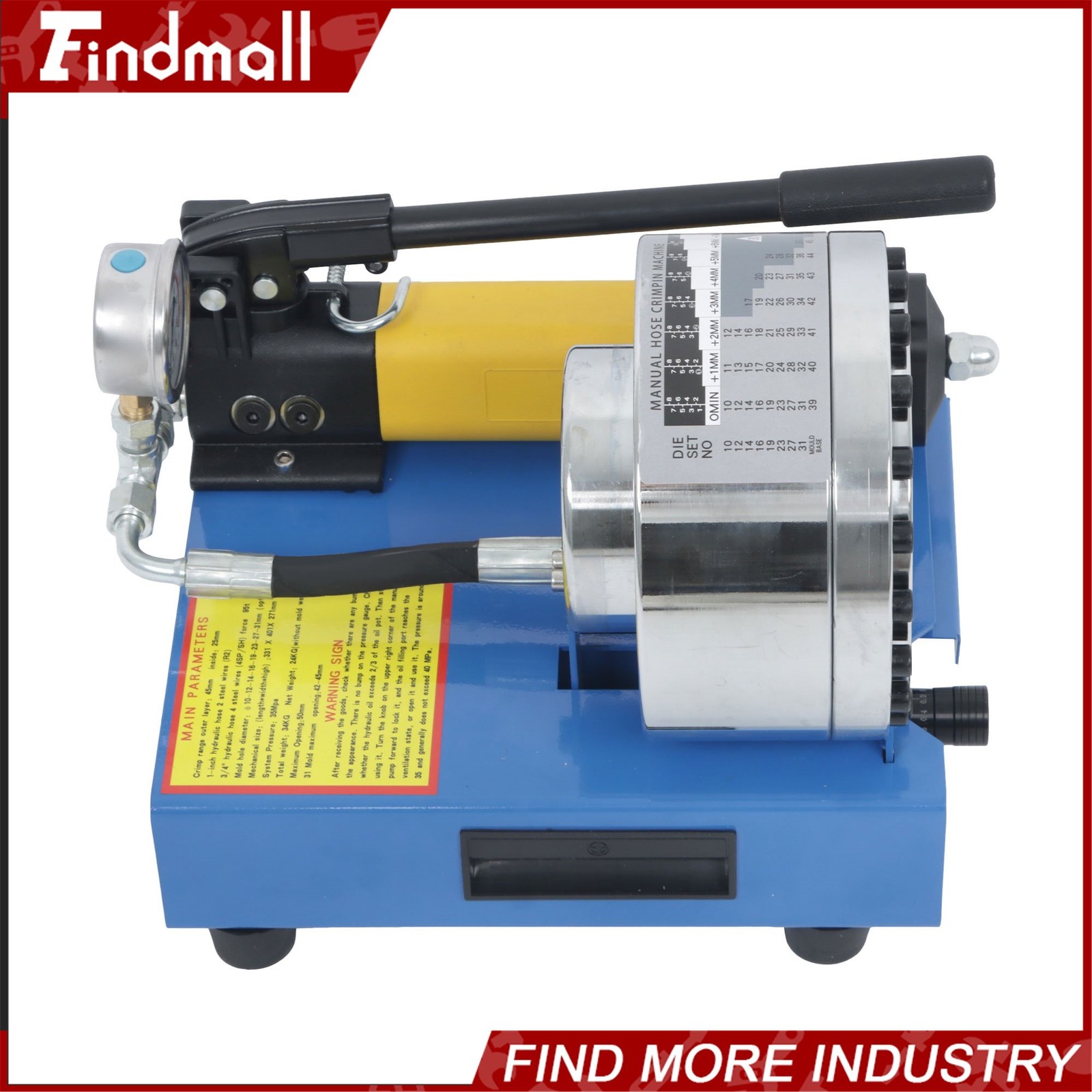 Findmall Portable Hydraulic Hose Crimper Pipe Crimping Machine with 8 Set Dies