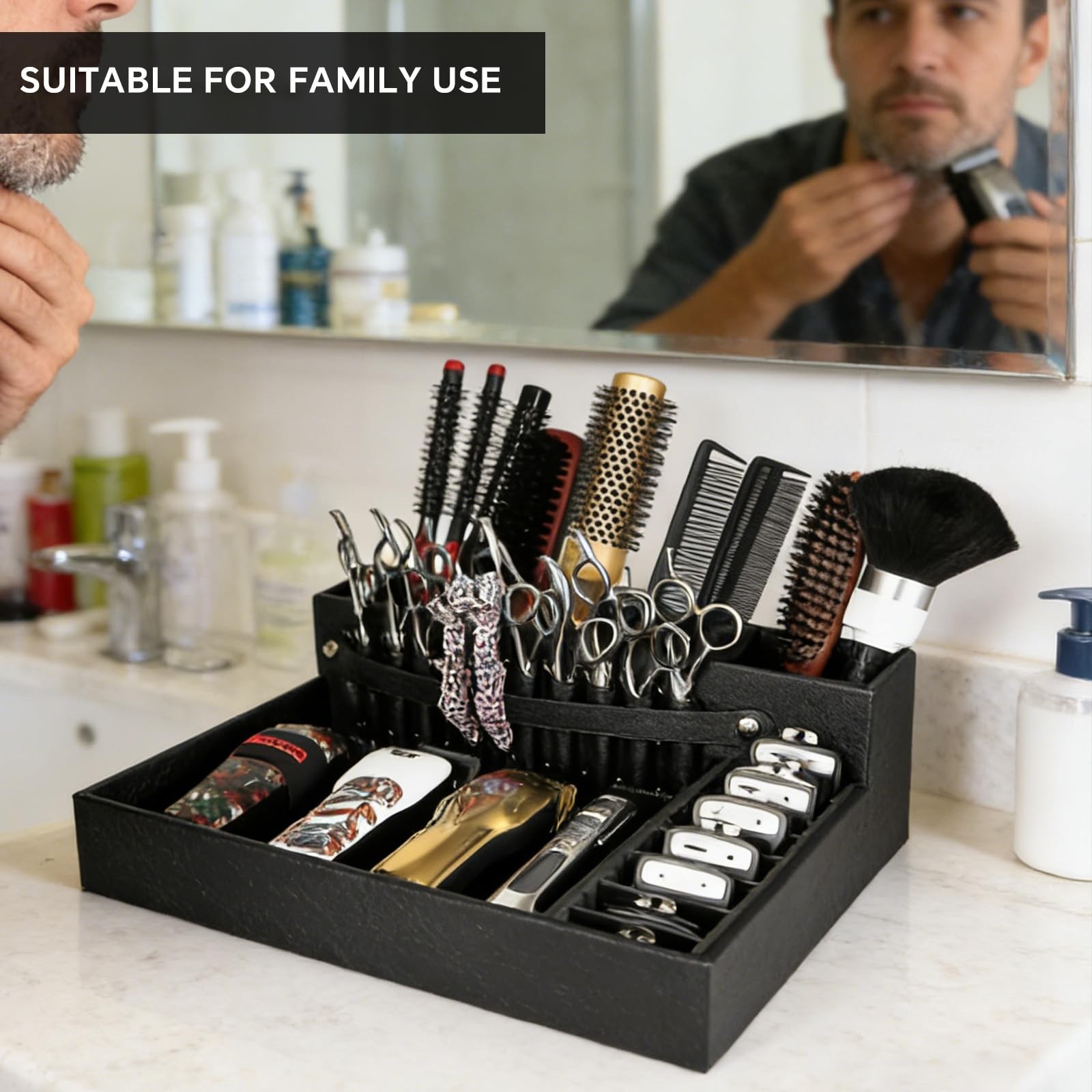 Barber Organizer Tray, 13.9 x 11.2 x 4.4 inch Adjustable Station for Clippers…