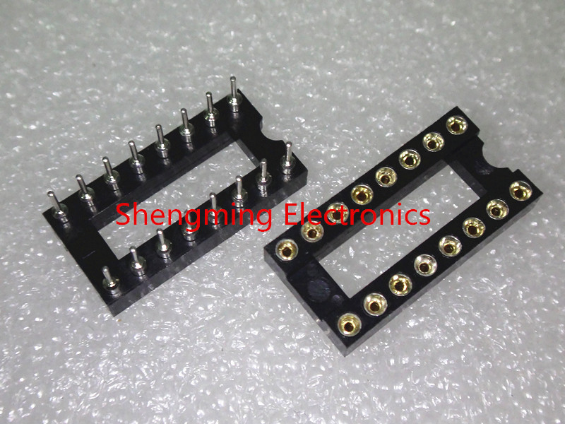 100pcs 16Pin DIP Round IC Sockets Adaptor Solder Type gold plated machined