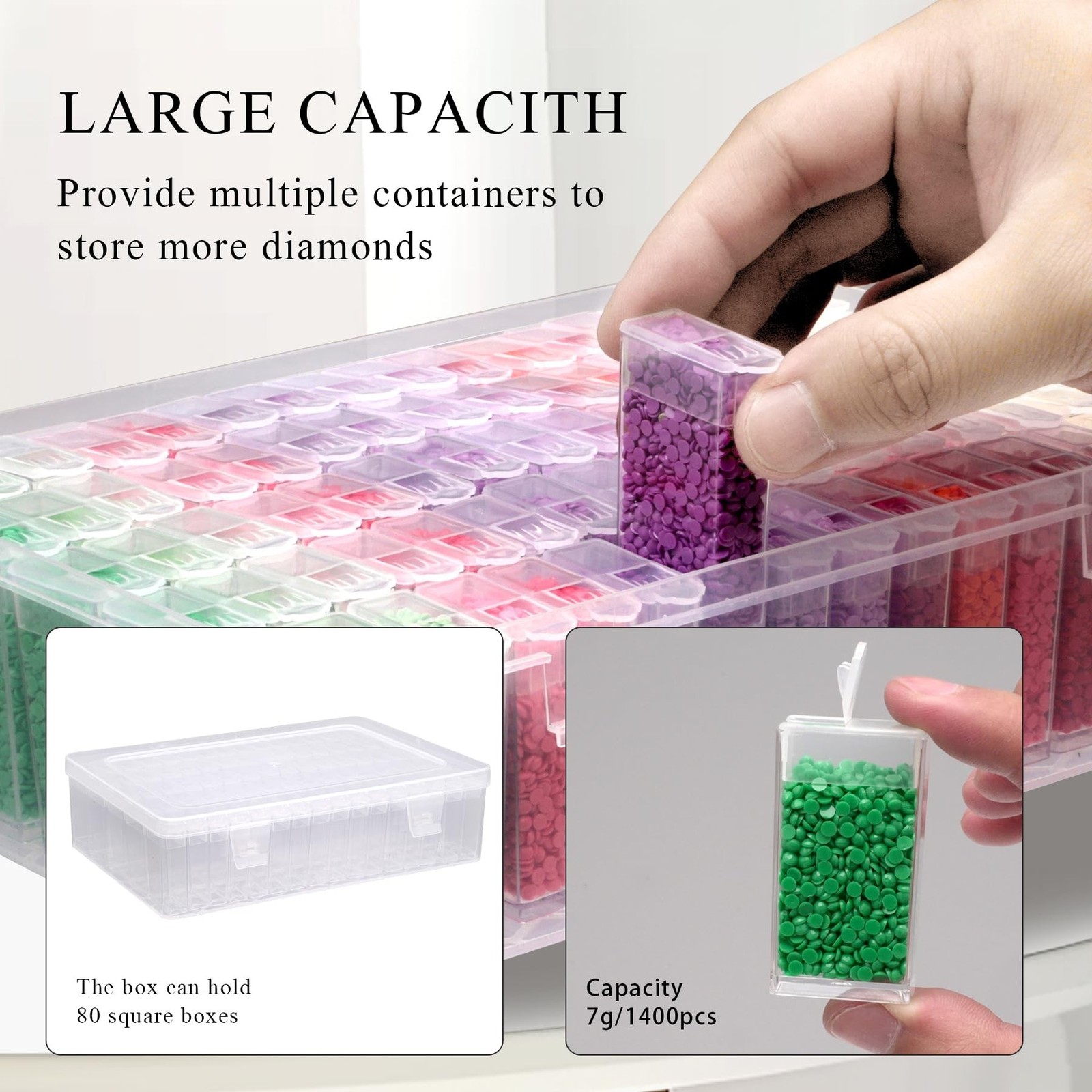 Diamond Painting Storage Containers with Lids – 80PCS Portable Transparent Pl…