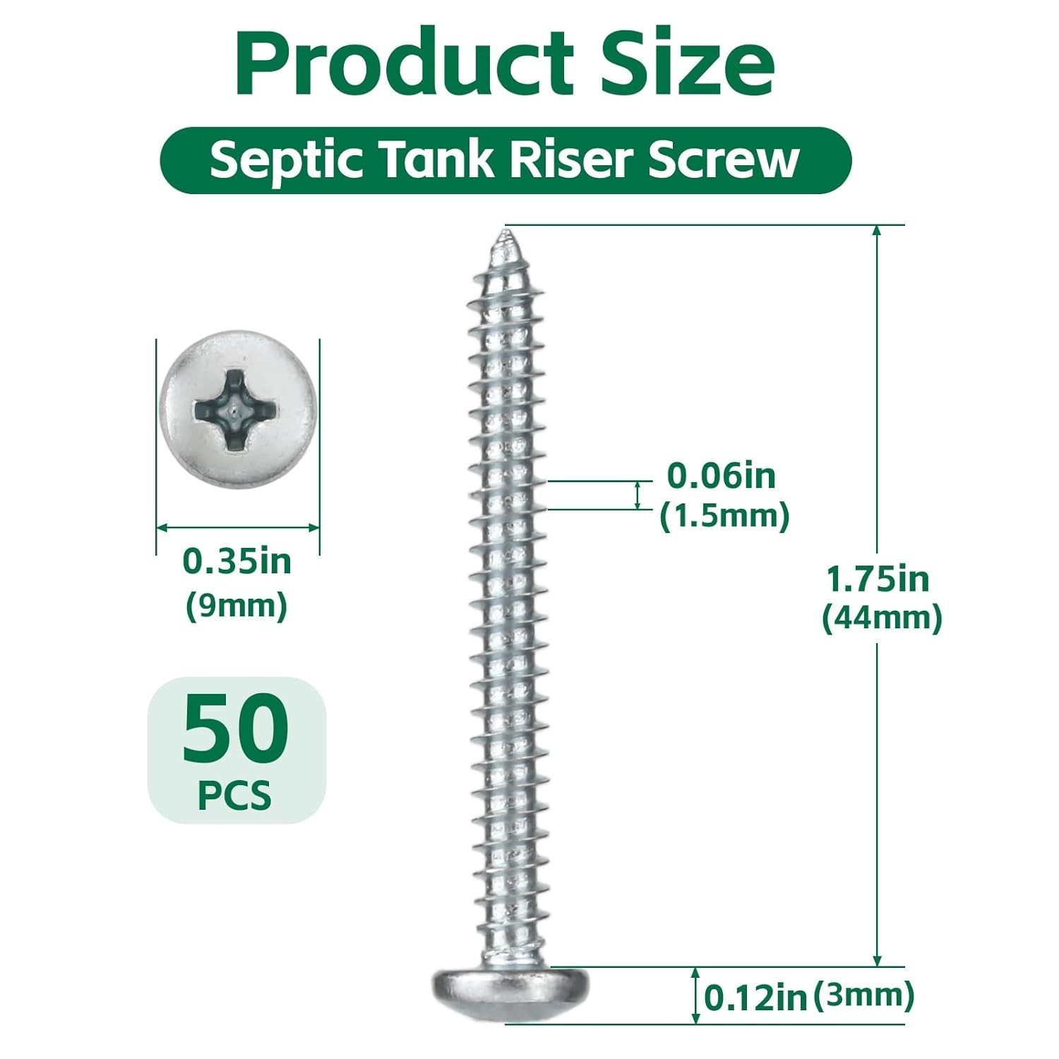 50Pcs Sheet Metal Screw, Septic Tank Riser Screw for Tuf-Tite Risers and Lids…