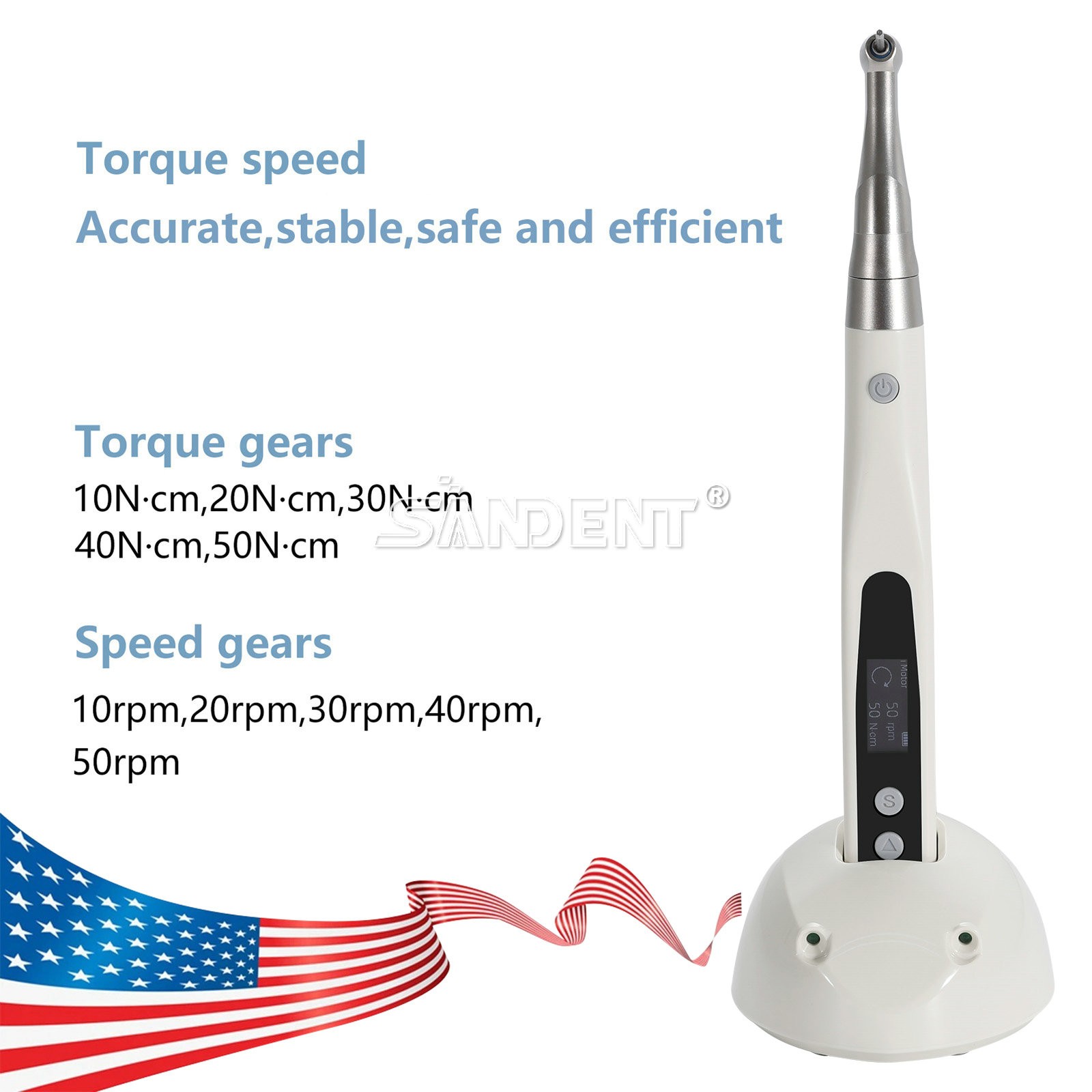 Dental Electric Torque Wrench Tip 360° Cordless Endodontic Implant Handpiece US