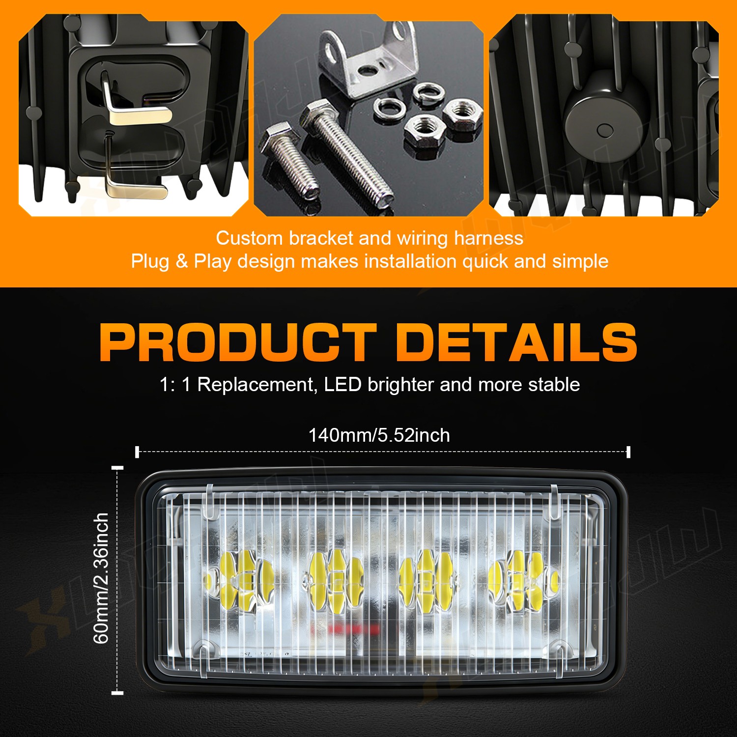 4X LED Upper Cab Lights for Deere 8310T,8410T,7510,7610,6210,6310,6300,6400