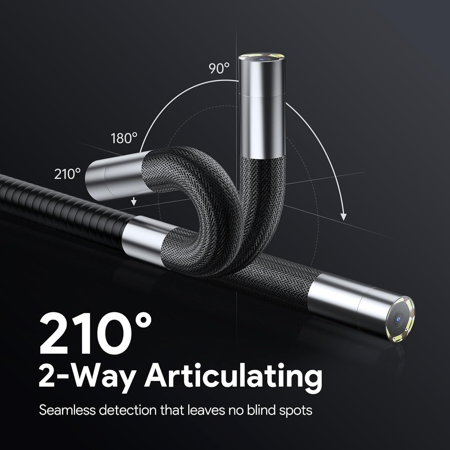 210° Articulating Borescope with 0.24in Ultra-Slim Camera – 5ft Pipe Inspection