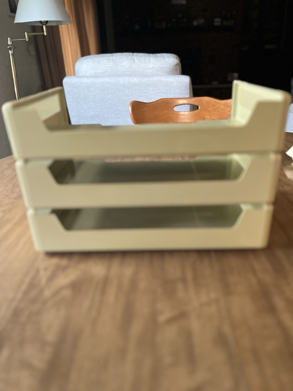 VTG 80s Tenex Stack On Desk Letter Paper Trays Tan MCM Organizer USA 3 Pieces