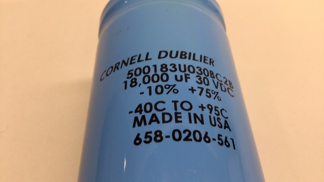 Cornell Dubilier 500183U030BC2B Capacitor 18,000uF 30VDC -10% +75% -40C to 95C