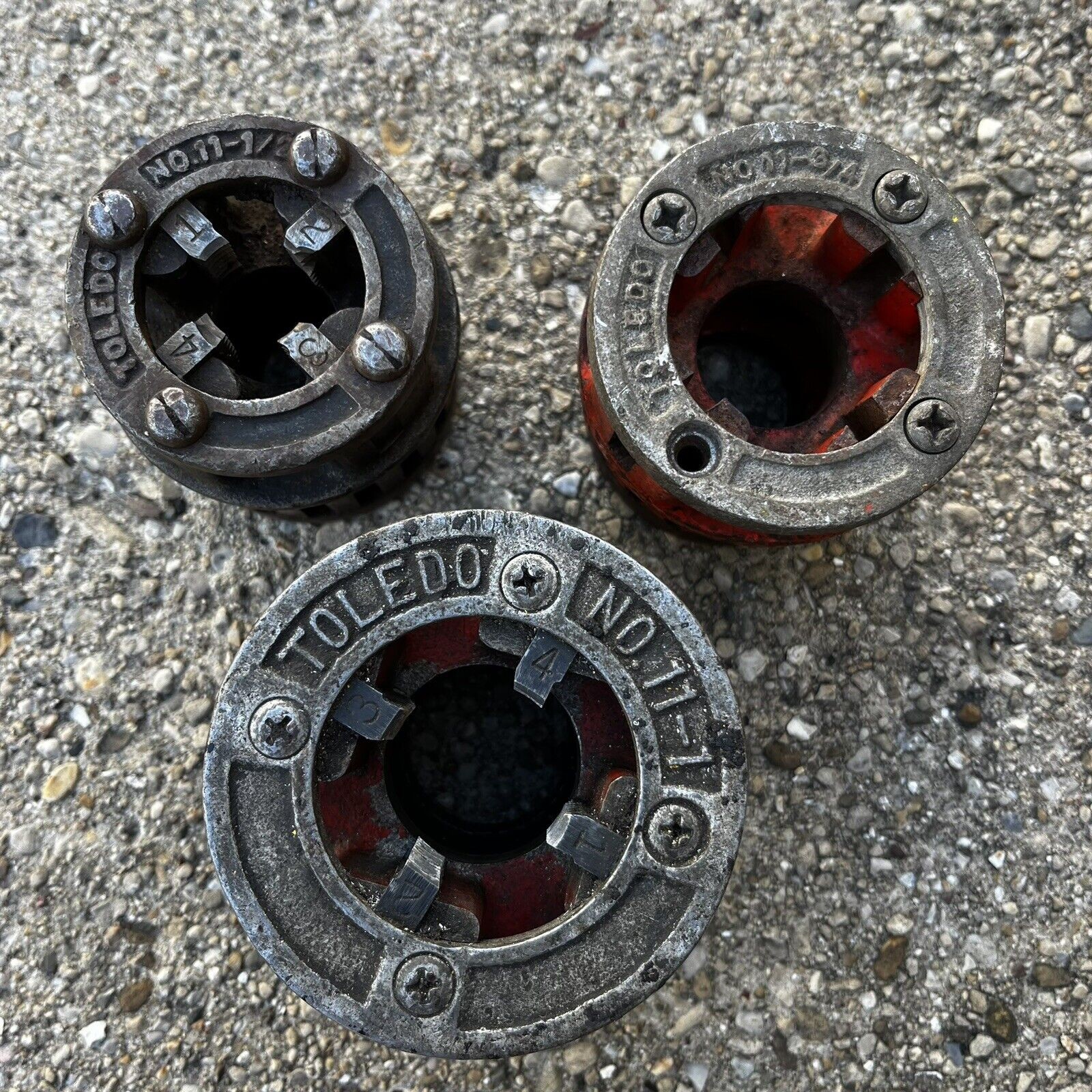 Pipe Threader Die Head Set Cutters Ratchet Toledo No.11 1/2, 3/4, 1 Replacement