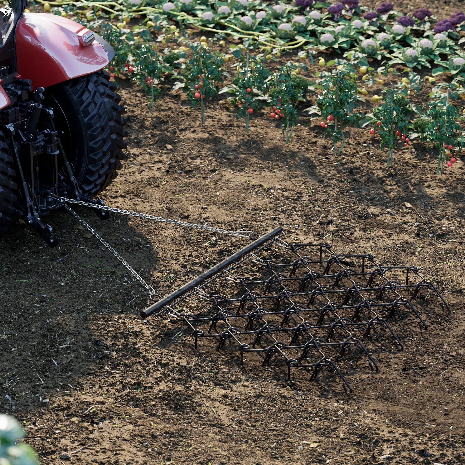 ATV UTV Tractor Drag Harrow 4×4 FT, 3/8″ & 1/2″ Teeth,Tow-Behind Grading ,Soil