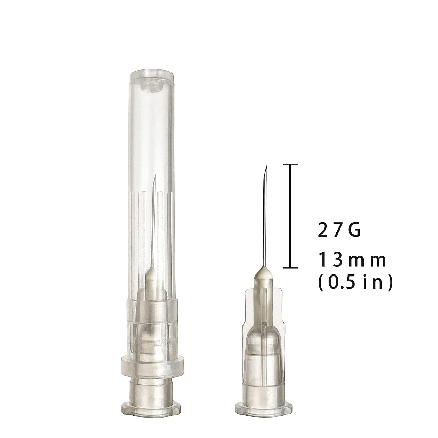 100pcs 27G x 1/2 Inch Stainless Steel Needles – Sterile & Individually Wrapped