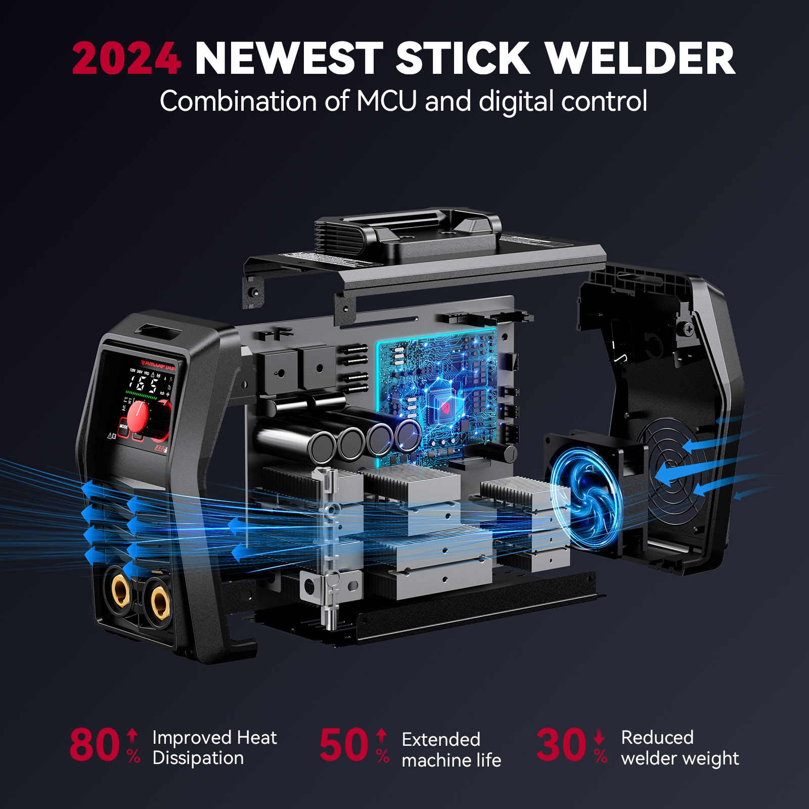 ARCCAPTAIN 165A APP-Controlled Stick & TIG Welder – Digital MCU Dual Voltage