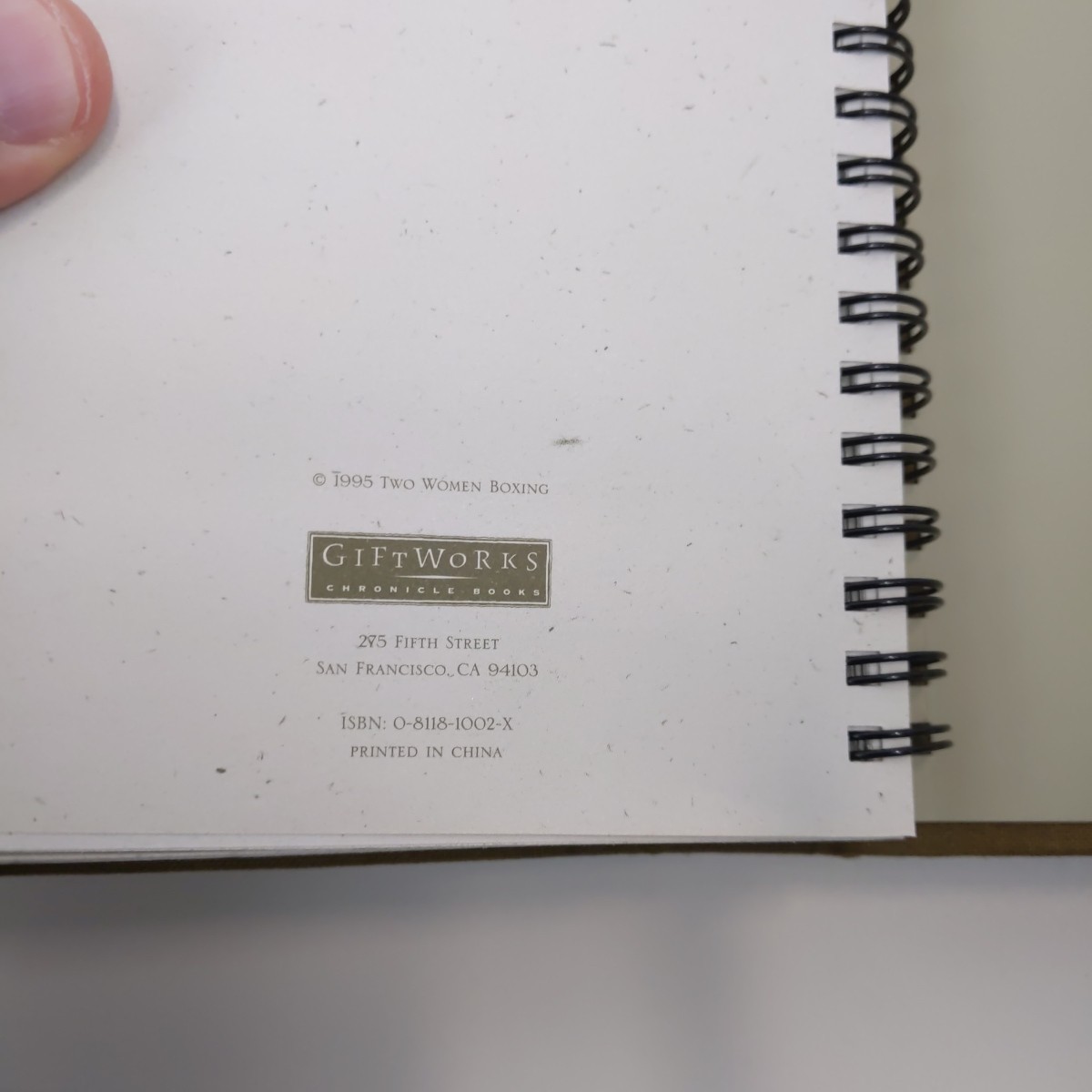 GiftWorks Chronicle Books Address Book 1995 Two Women Boxing Spiral Bound Vtg
