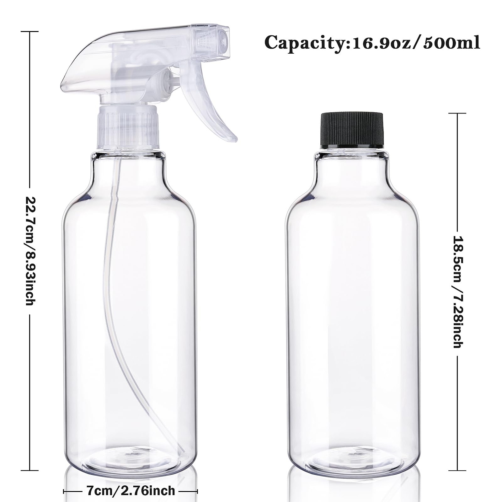 Hethyo Plastic Spray Bottles Empty Bottle 2.76″W x 8.93″H, Clear