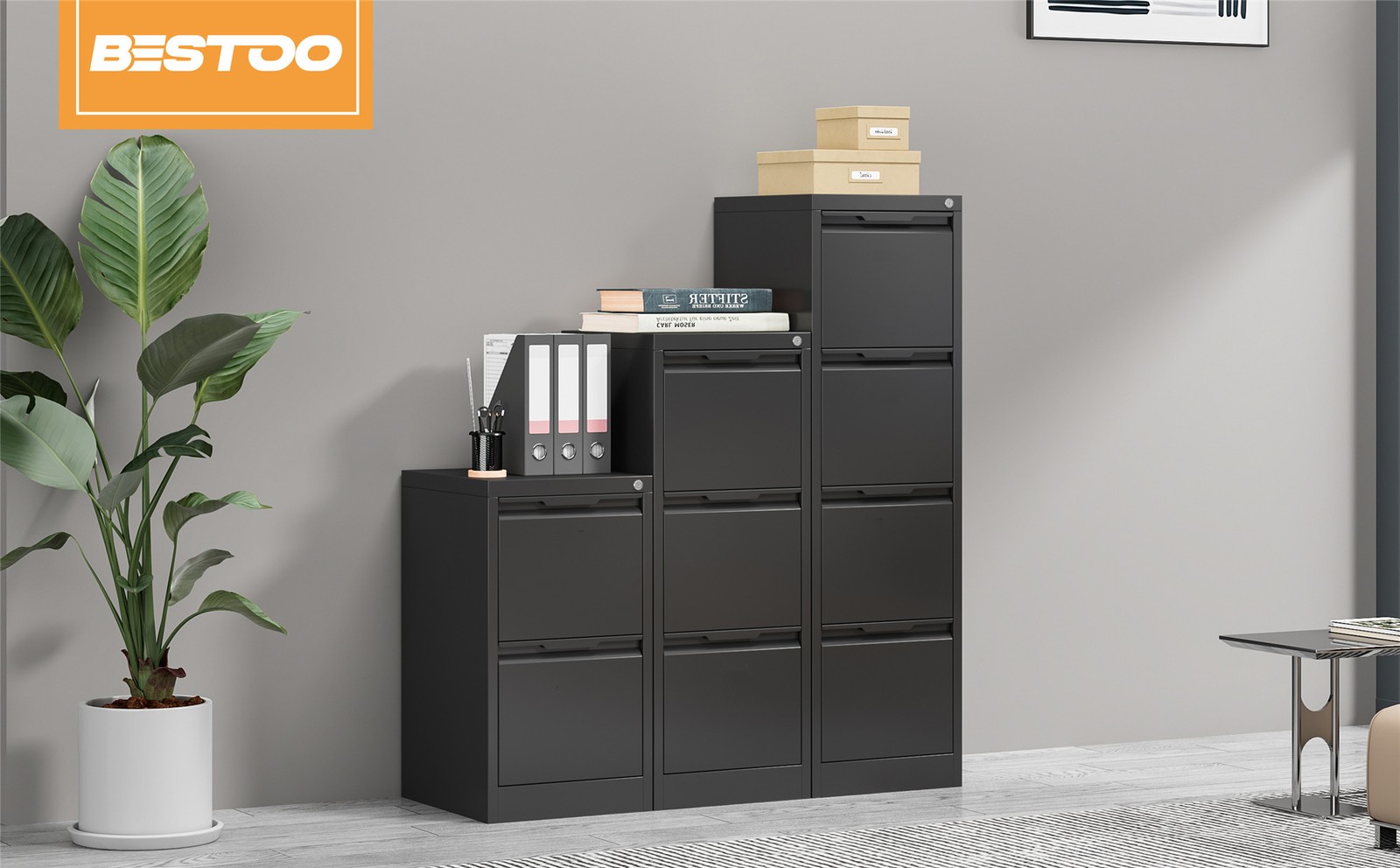 4 Drawer File Cabinet with Lock Metal Vertical Filing Cabinet for Home Office