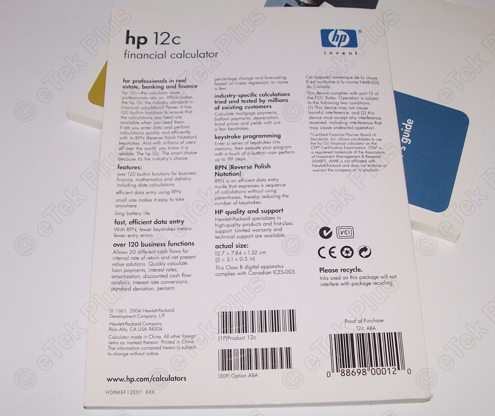 1x Manual Guide for HP12C (HP 12C) Financial Calculator + Soft BLACK Pouch – USA