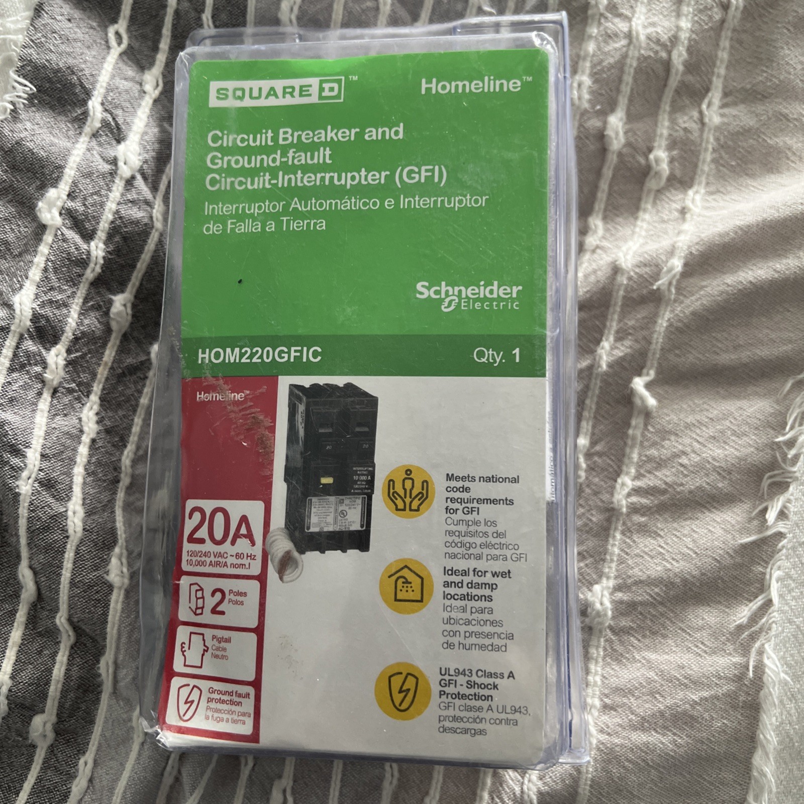 Square D HOM220GFIC 20A Circuit Breaker & GFIC J