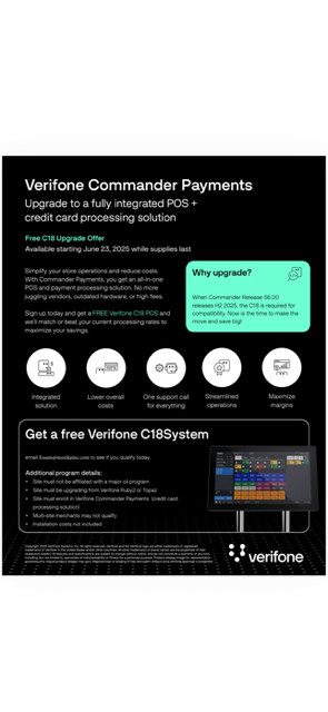 FREE FREE VERIFONE COMMANDER/C18 POS SYSTEM WITH CREDIT CARD PROCESSING SERVICE