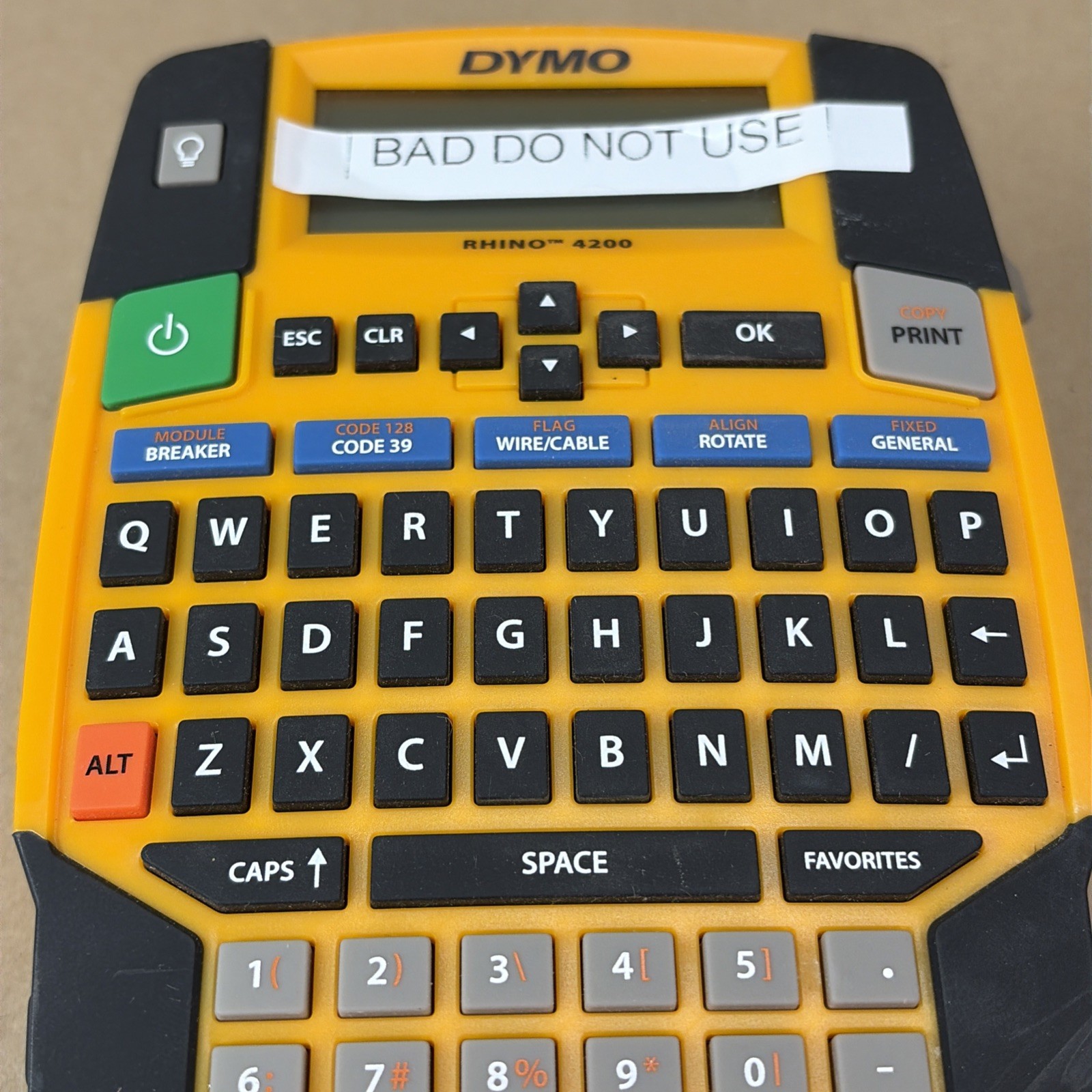 FOR PARTS DYMO Rhino 4200 Industrial Label Maker Unit Only NOT WORKING
