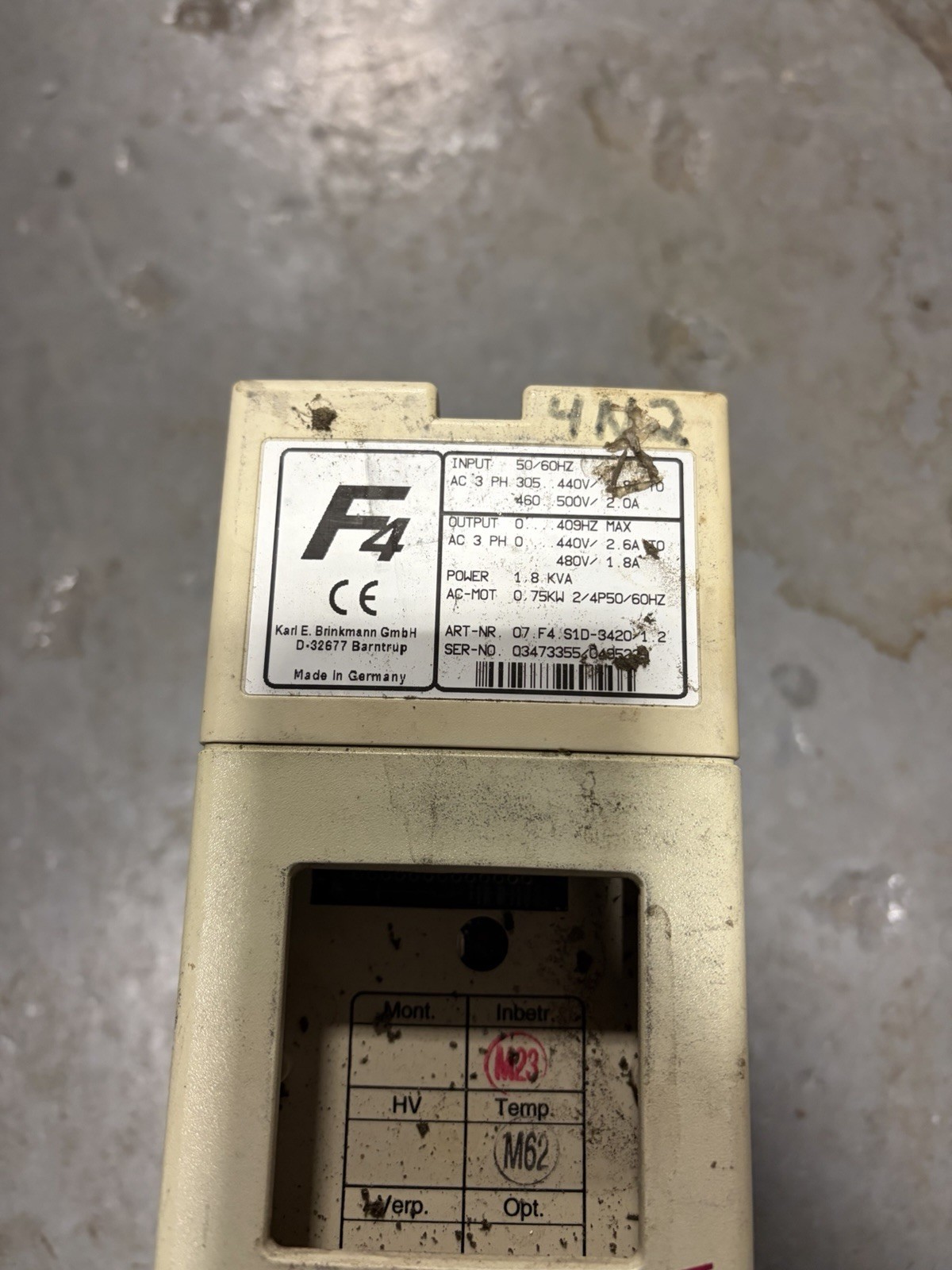 KEB 07.F4.S1D-3420/1.2 V1.2 Combivert AC Drive USED
