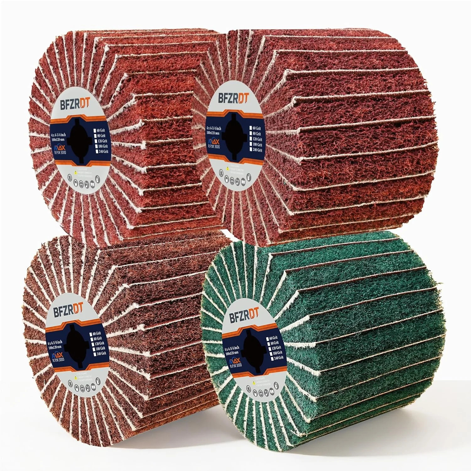 4 Pcs Non-Woven Wheel Surface Conditioning Tool, 4.7″x 4″ Burnishing Drums | 60
