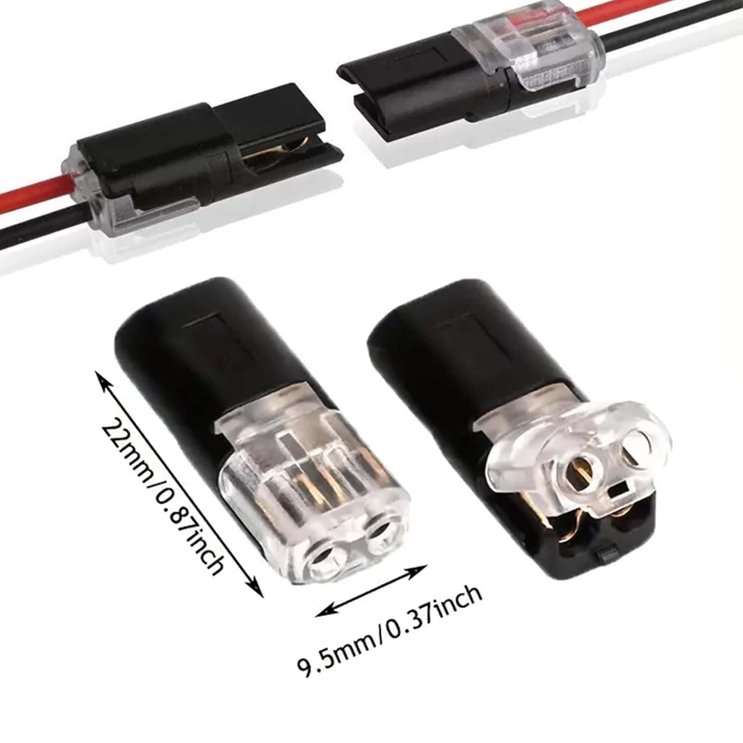 Double-Wire Plug-in Connector with Locking Buckle, Quick Clip Wire Connector