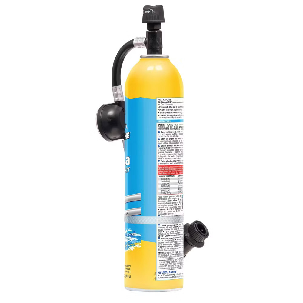Avalanche 18oz R-134a AC Refrigerant Reusable Hose Leak Stop Cooling Booster