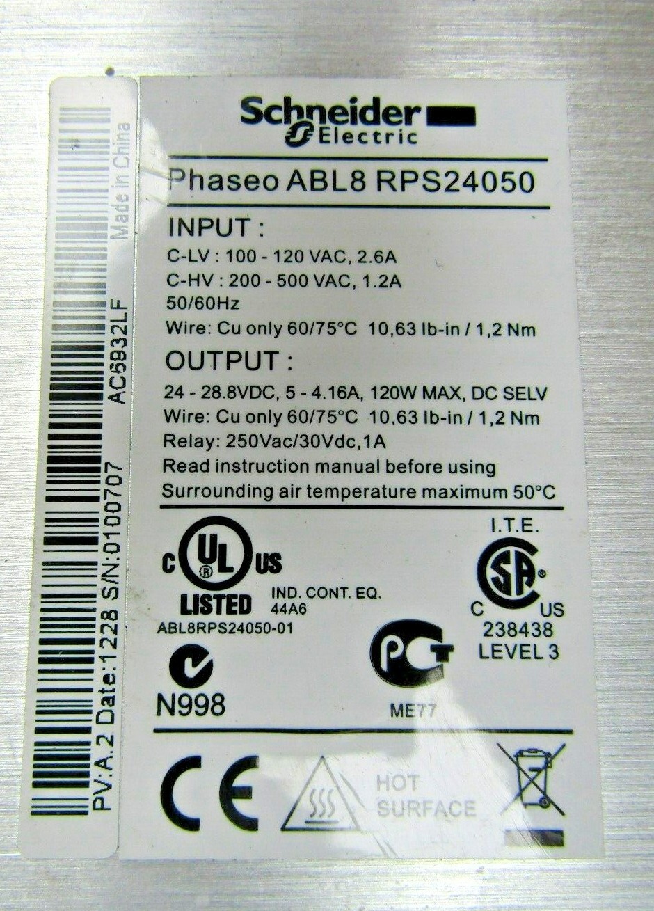 💥SCHNEIDER ELECTRIC 5 AMP POWER SUPPLY 24 VDC ABL8RPS24050