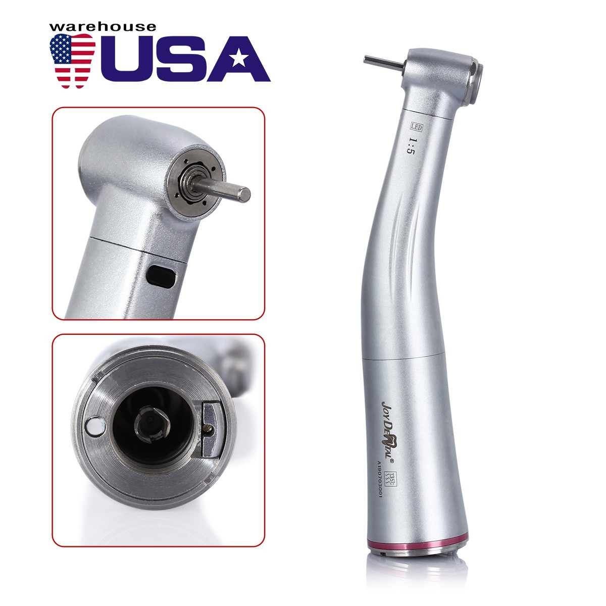 AZDENT Dental Electric LED Micro Motor Brushless / LED 1:5 Increase Contra Angle