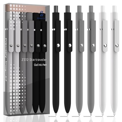 Gel Ink Pens 6-Pack, 0.5mm Fine Point, Quick-Dry Black Retractable Pens