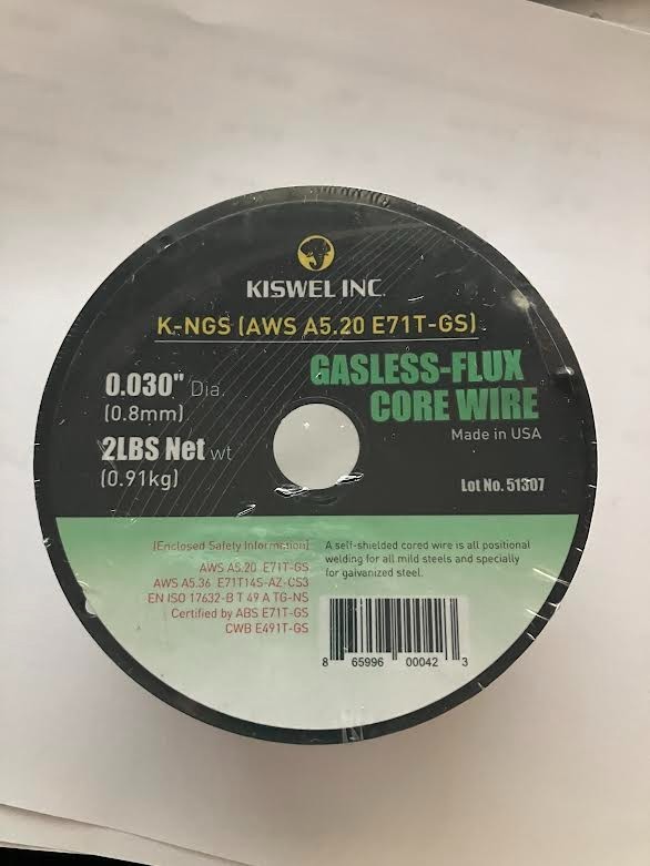 Gasless-Flux Core Wire Welding Wire A5.20 E-71TGS 0.030in. Dia 2 lb New