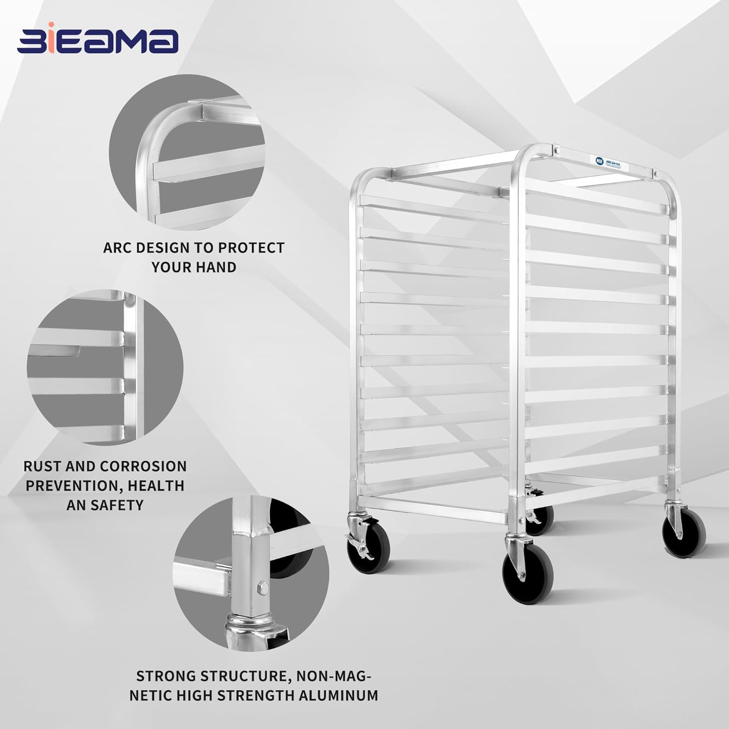 10-Tier Sheet Pan Rack, NSF Bun Pan Rack, Aluminum Bakery Rack, Home Commercial
