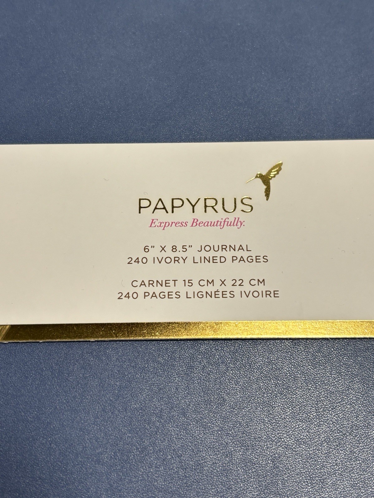 PAPYRUS Blue Ruled Gilded Notebook Journal 240 Ivory Lined Pages with Bookmark