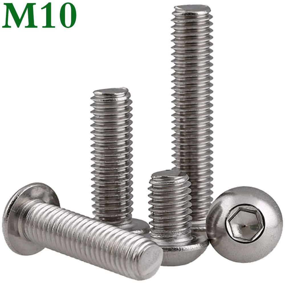 M10 x 1.5 304 Stainless Steel Button Head Socket Cap Screws Allen Bolts ISO 7380