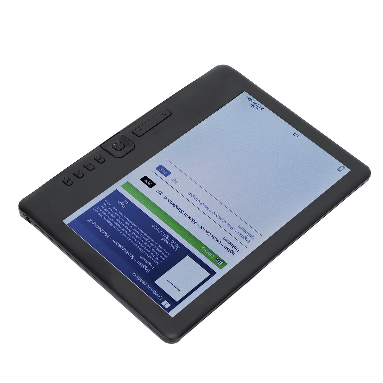 E Reader 7in Color TFT LCD 16:9 Screen HD 800×480 380MHz Black Protective Case