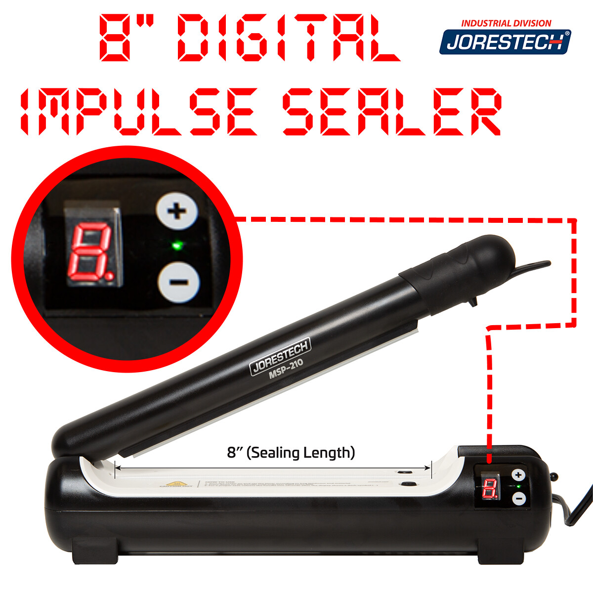 8″ Impulse Bag Sealer Digital Poly Bag 5mm Sealing Machine Heat Seal Closer