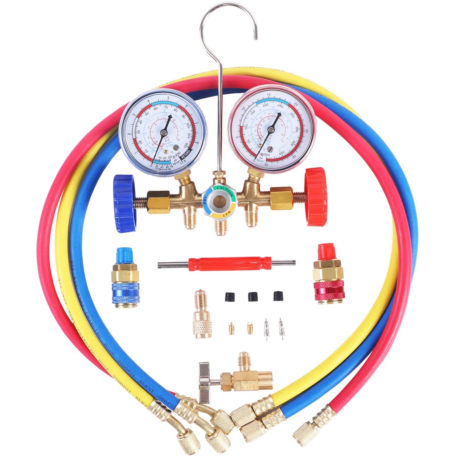 AC Manifold Gauge 3 Way Manometros Carga Diagnostico Refrigeracion R404A R134A