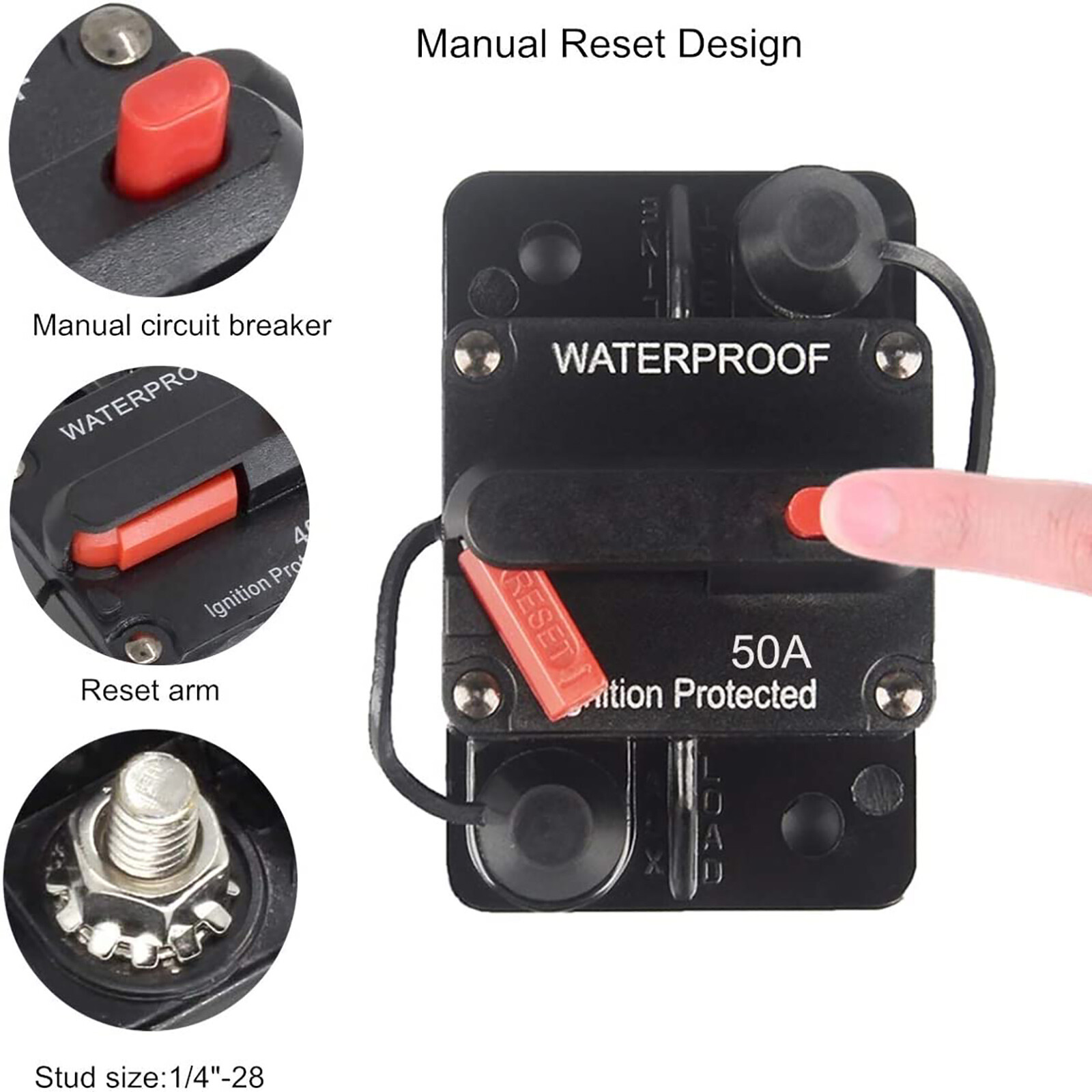 300A AMP Circuit Breaker Fuse Reset 12V-48V DC Car Boat Auto Waterproof