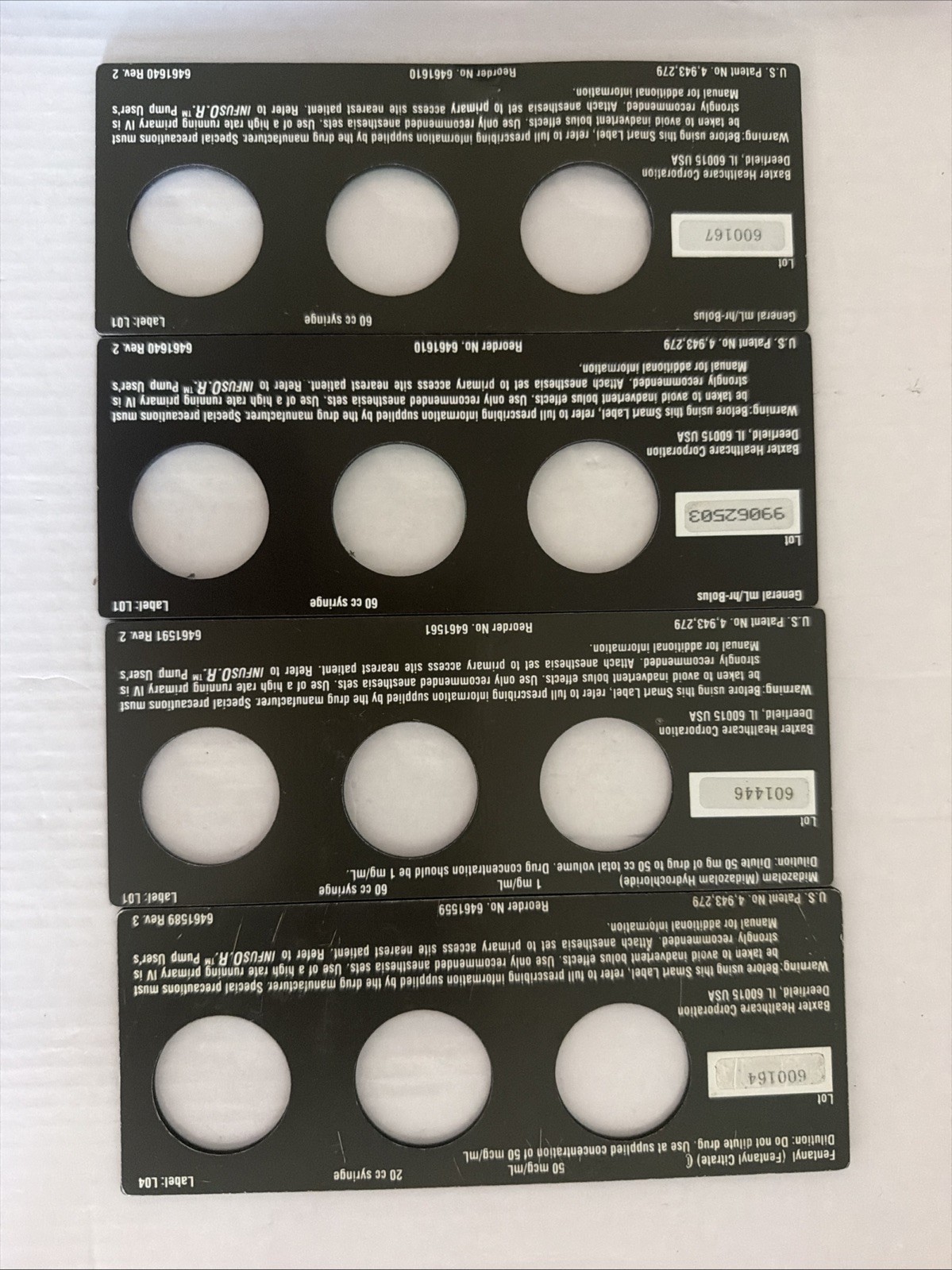 Baxter Bard Infus OR / INFUSOR Propofol Smart Labels (4) & Manual