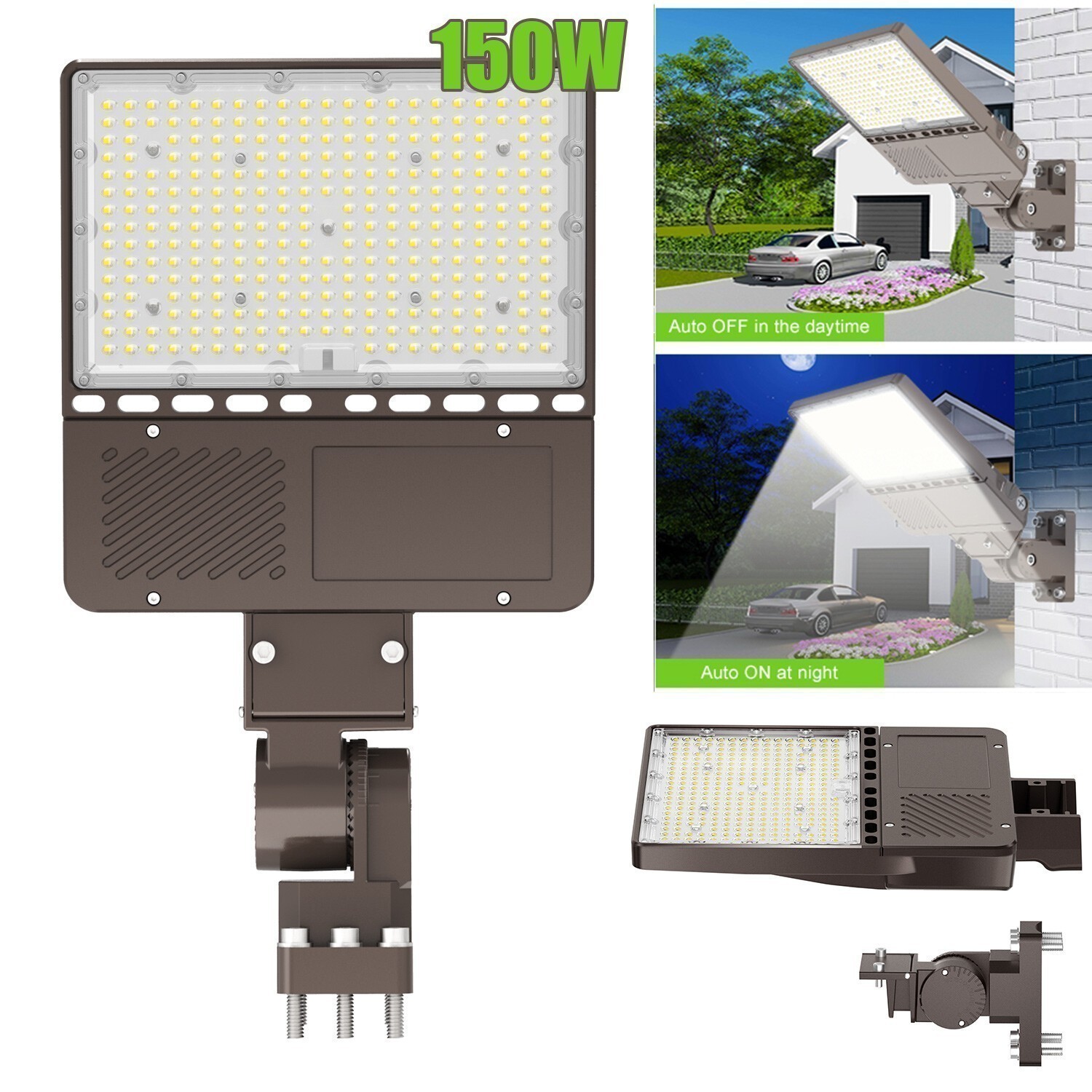 150W LED Commercial Outdoor Shoebox Lights Parking Lot Light with Dusk to Dawn