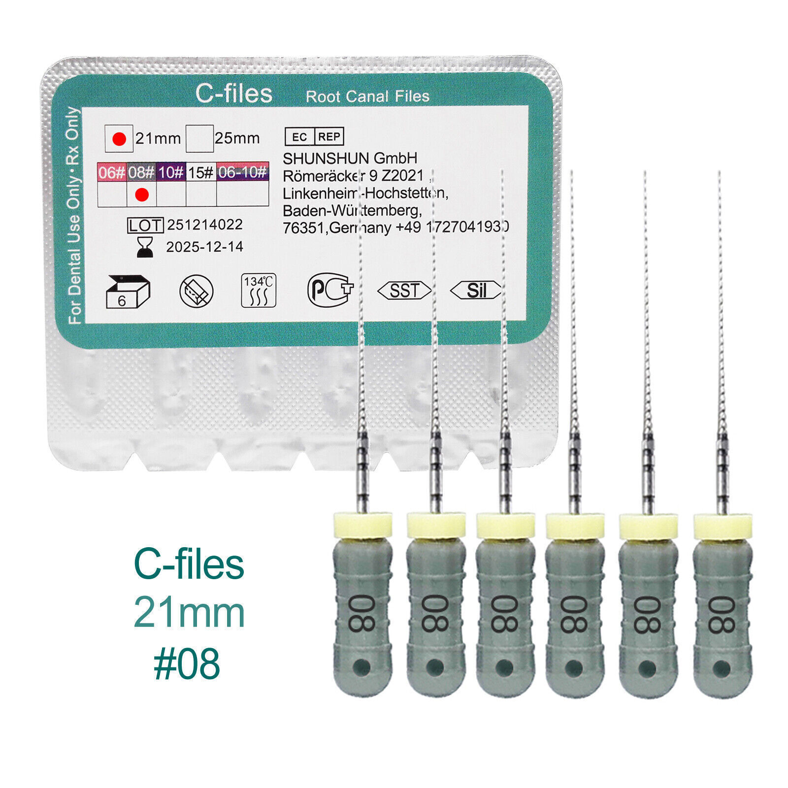 21/25MM C-files Dental Hand Use Endo Root Canal Steel Stainless Steel 6 Pcs/Pack