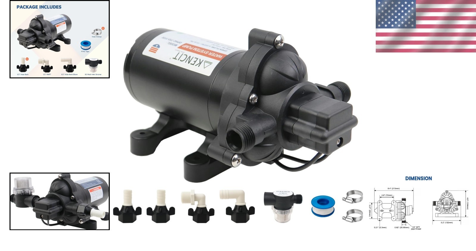 Versatile 12V Diaphragm Pump with 4.0 GPM Flow – Perfect for Home & Garden Use