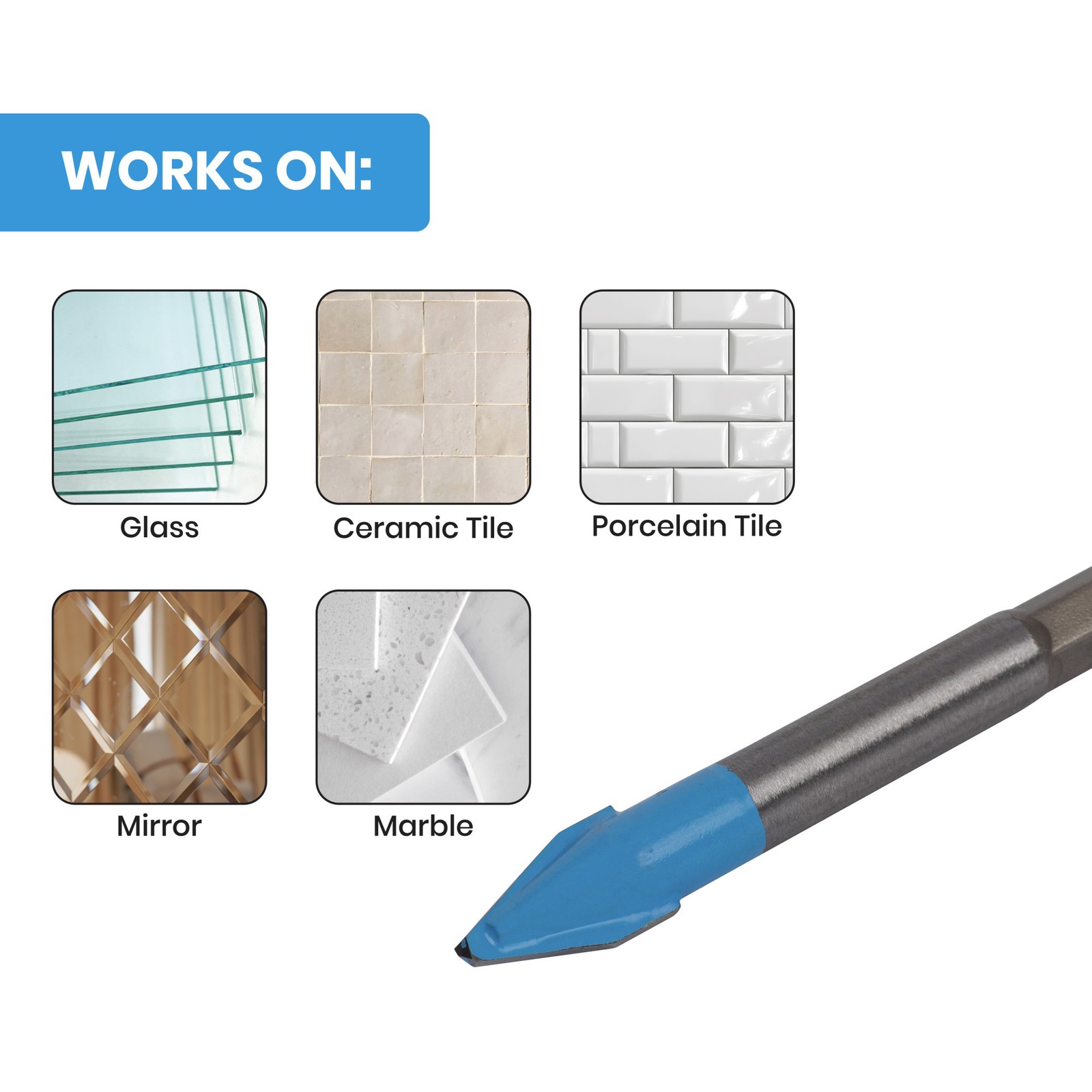 Spyder 3/8 in x 3.5 in Hex Shank Carbide-Tipped Glass and Tile Drill Bit, 950076