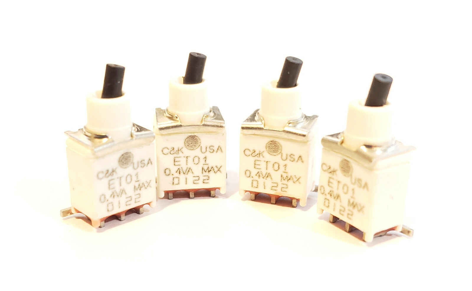 4 Pack C&K USA ET01 Toggle Switch 0.4VA 20V AC or DC SMD Mount SPDT ON-ON NC NO