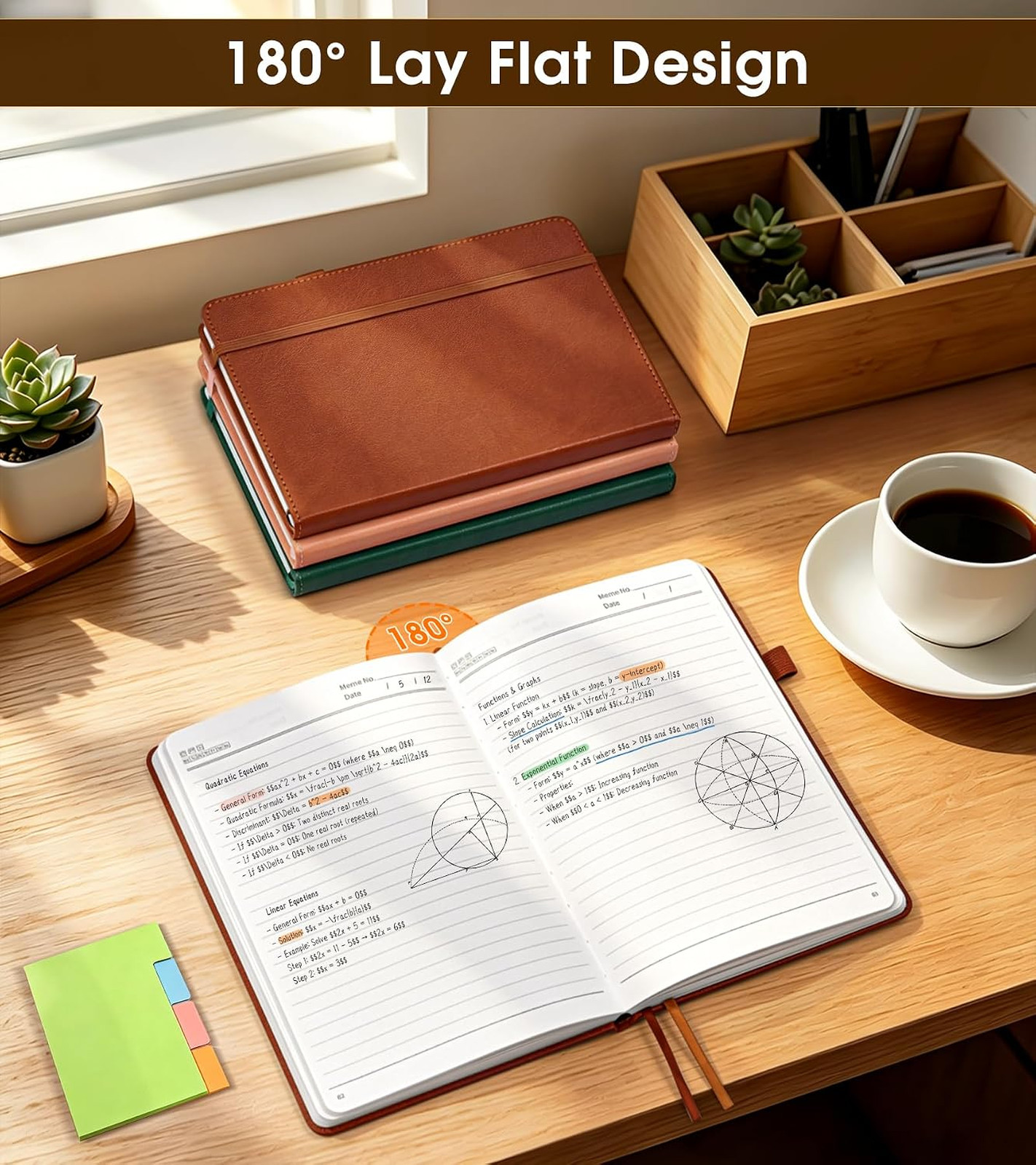 Lined Journal Notebook, A5 Hardcover Leather, 160 Pages, Brown, For Writing and
