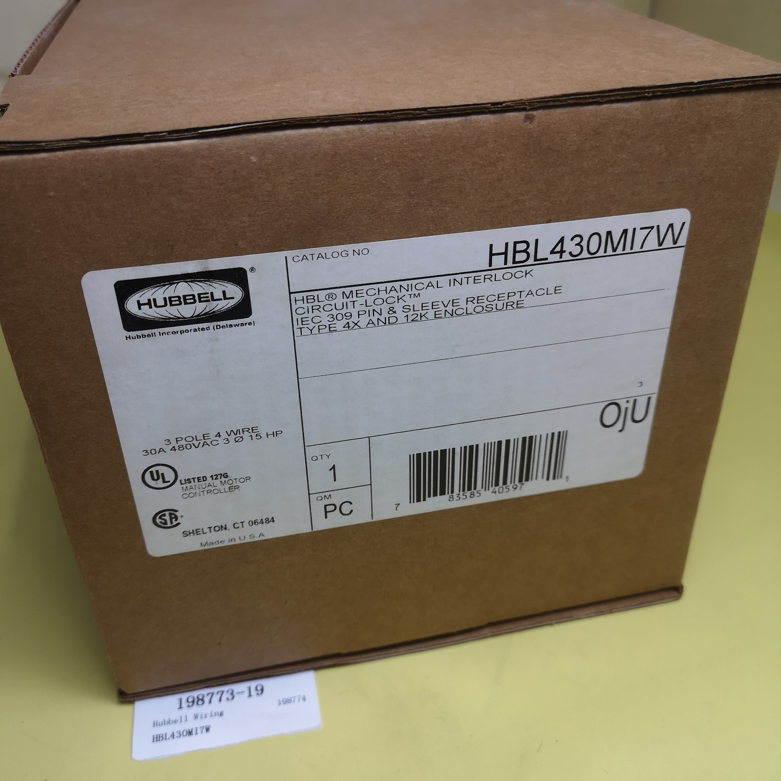 Hubbell HBL430MI7W Mechanical Interlock Device