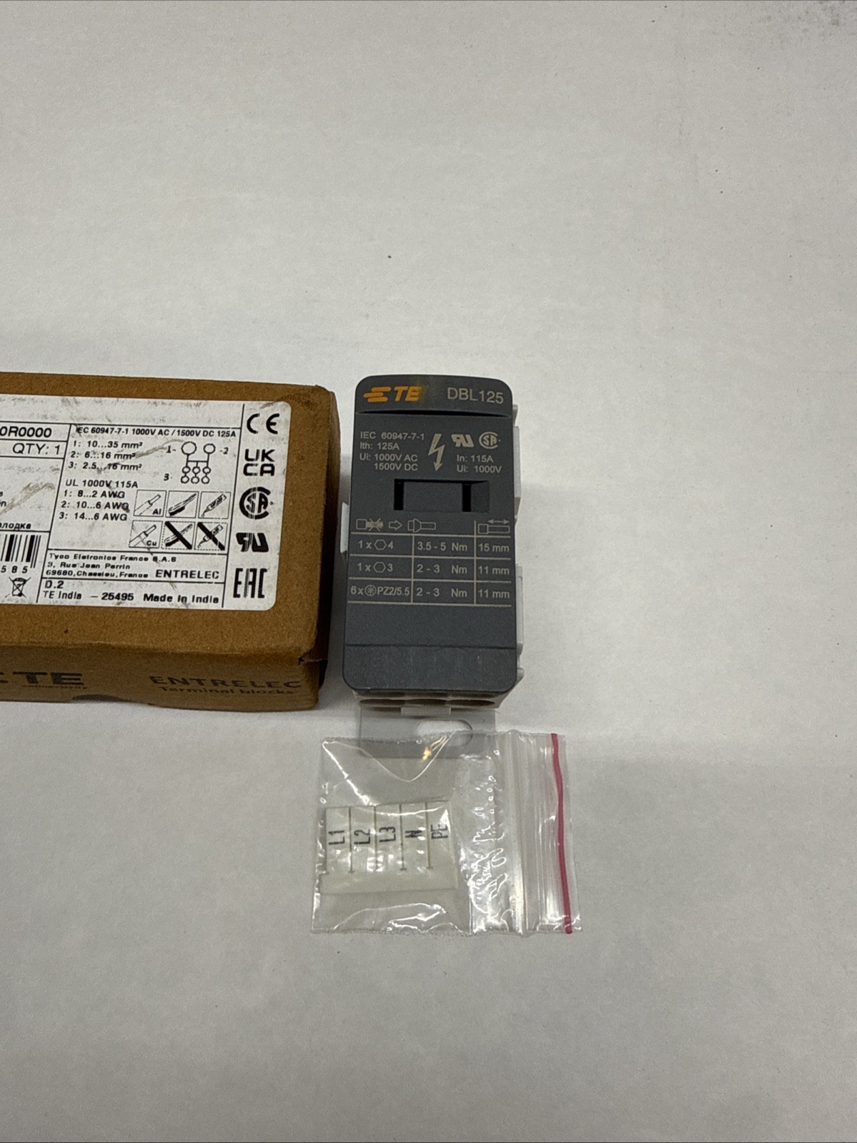 TE DBL125 ENTRELEC 1SNL312510R0000 Terminal Block DBL Power Distribution Block