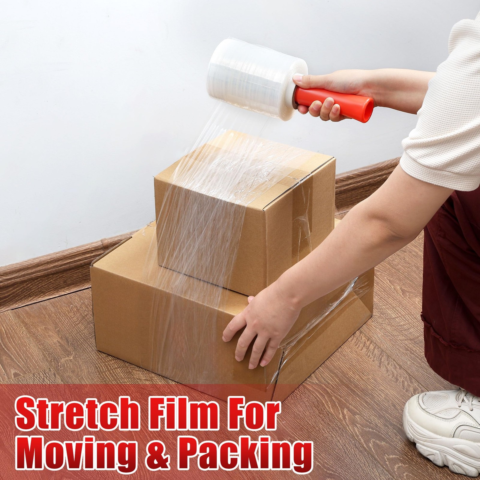 Stretch Film with Roll Handle 2 Rolls 12.7cm x 305m, 20my Extra Thick MiniHandS…