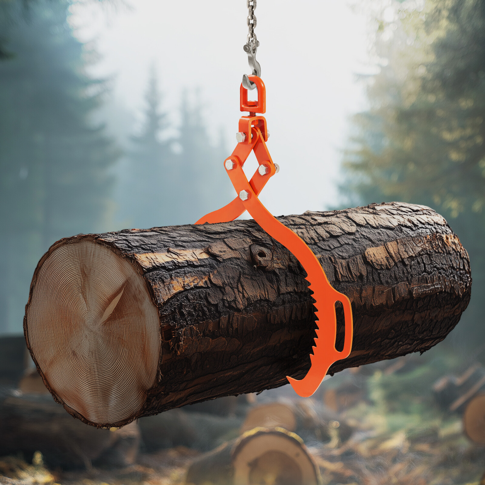 28in Log Lifting Tongs 2 Claw Solid Steel Log Grapple Swivel Log Lifter