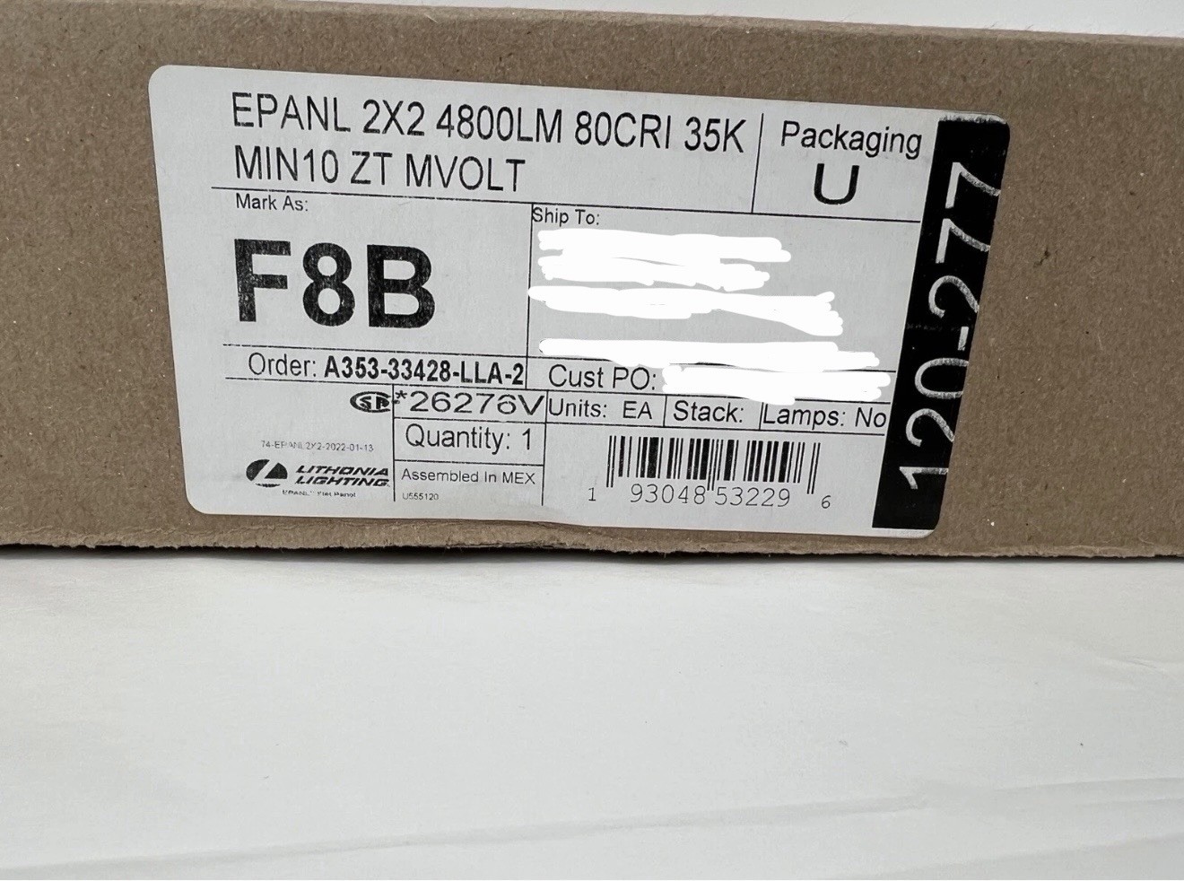 Lithonia EPANL 2X2 4800LM 80CRI 35K MIN 10 ZT MVOLT, 120-277V, Dims to 10%