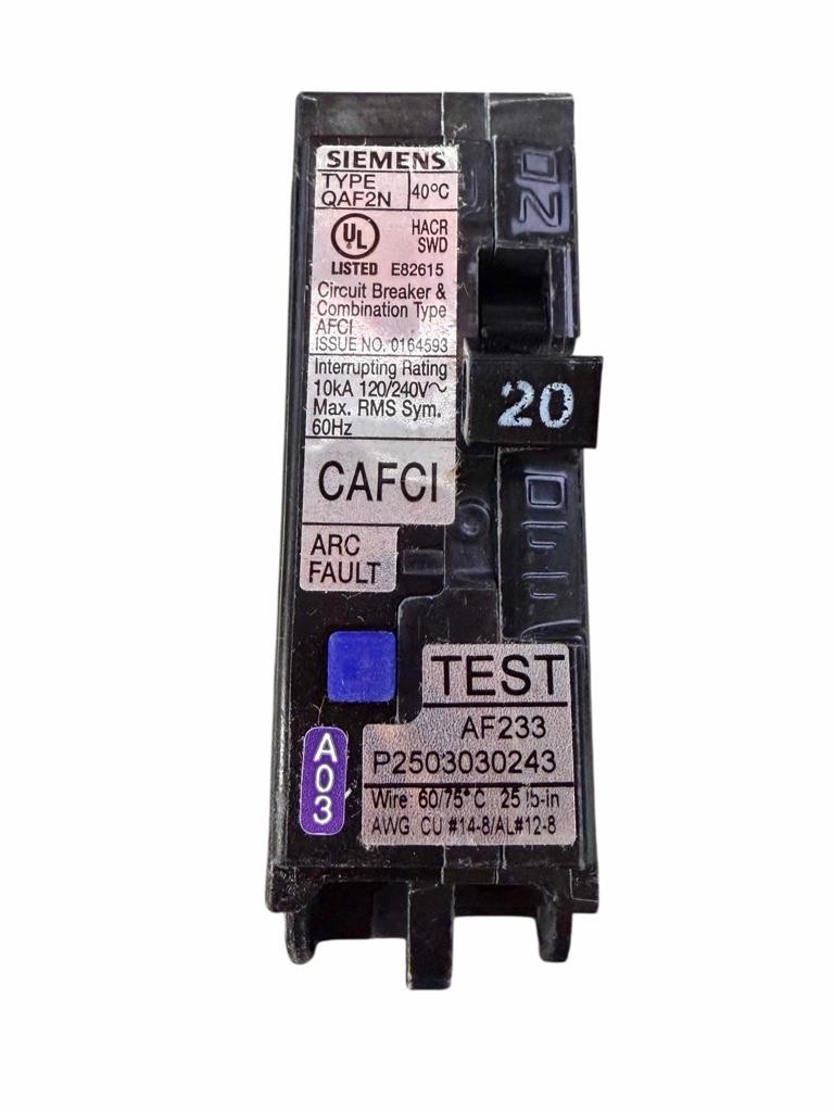 Siemens QA120AFCN 20A 1 Pole Combination Type Plug-On Neutral Circuit Breaker